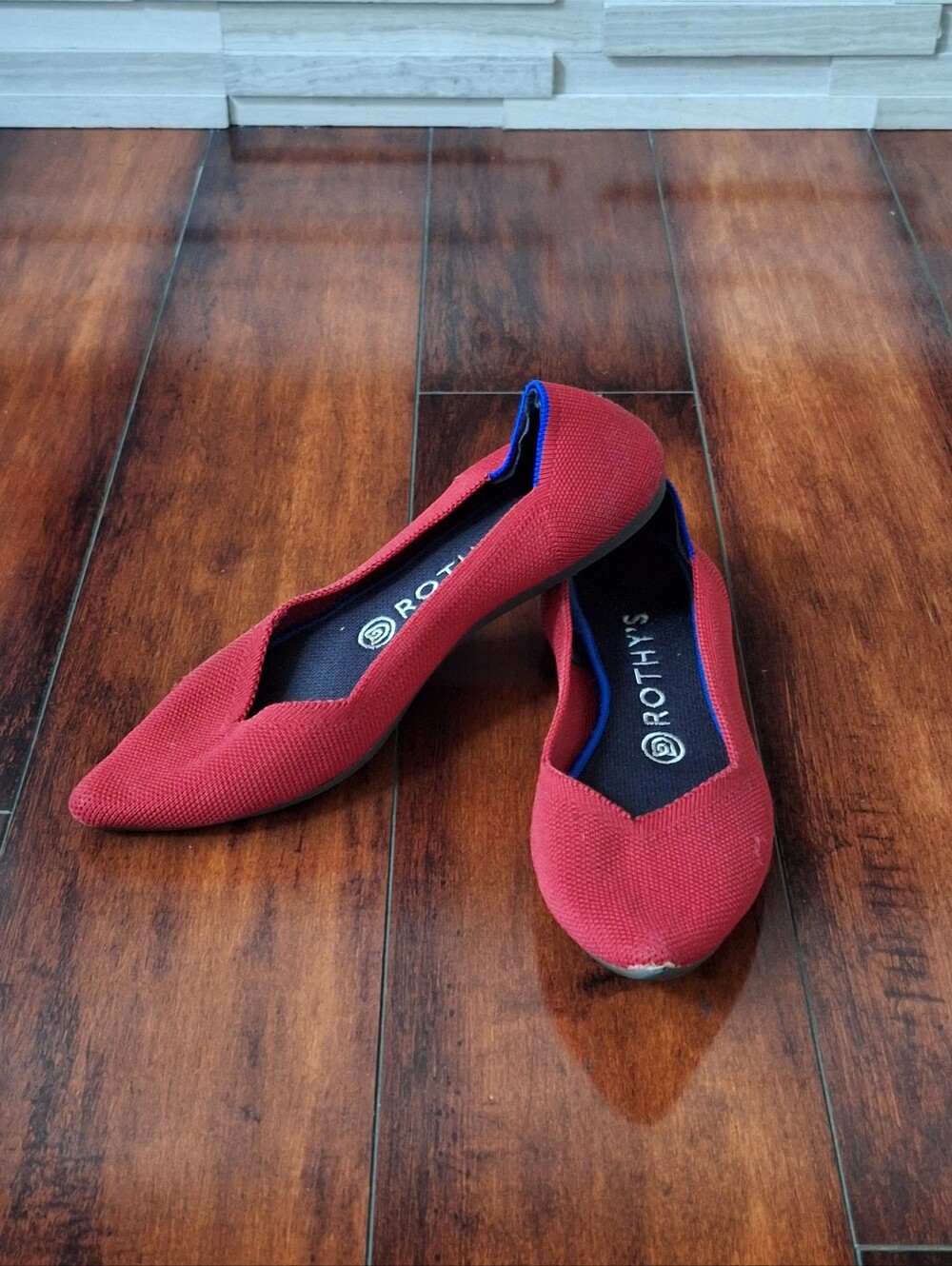 Rothy's The Point Red Knit Pointed Toe Flats Women's US 7.5 EU 38 UK 5.5